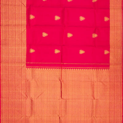 Hot Pink Handloom Kanchipuram Silk Saree With Zari Buttas