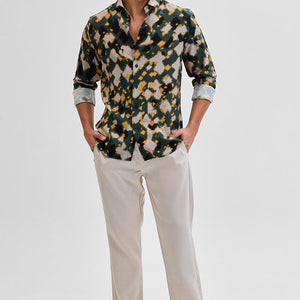 Dark Green Textured Abstract Shirt