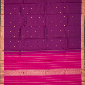 Purple Handloom Kanchipuram Silk Saree With Annam Rudraksham Buttas