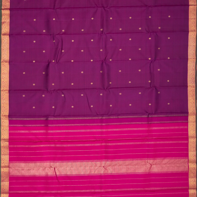 Purple Handloom Kanchipuram Silk Saree With Annam Rudraksham Buttas