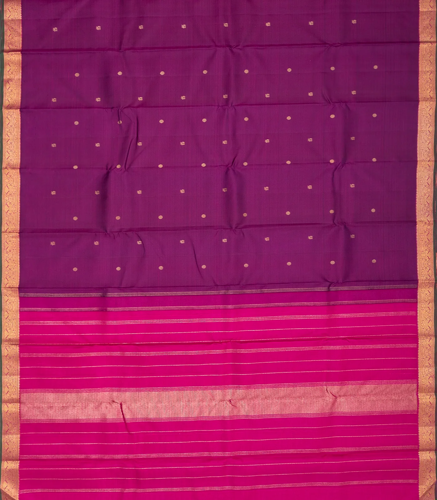 Purple Handloom Kanchipuram Silk Saree With Annam Rudraksham Buttas
