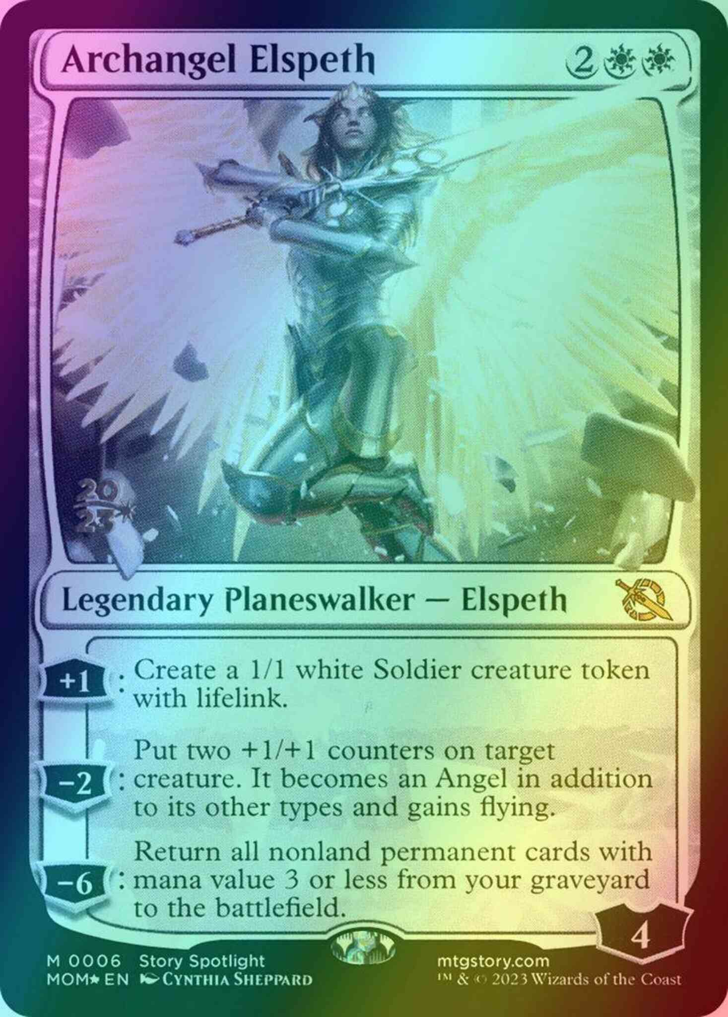 Archangel Elspeth [6s] [Prerelease] [March of the Machine: Promos] [Foil]