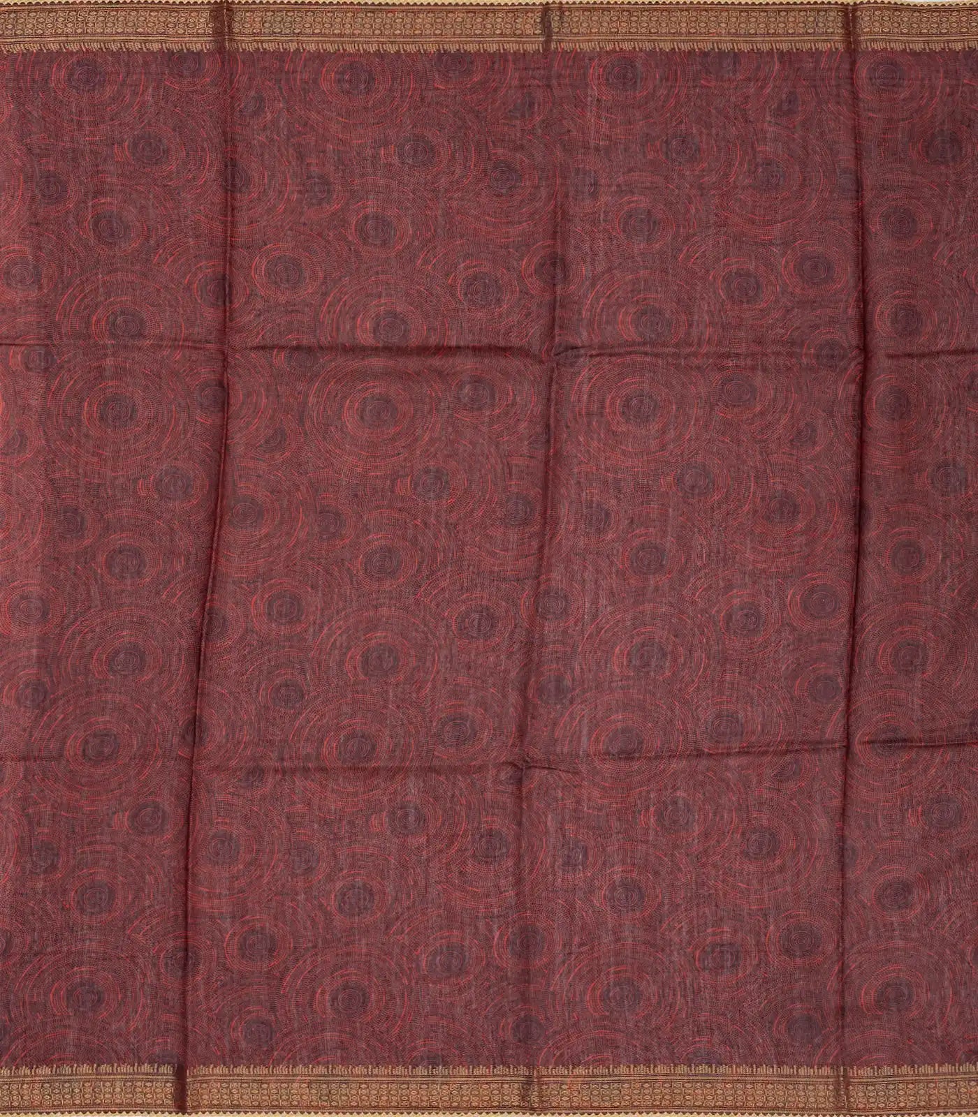 Black Handloom Tussar Silk Saree Printed With Geometric Motifs