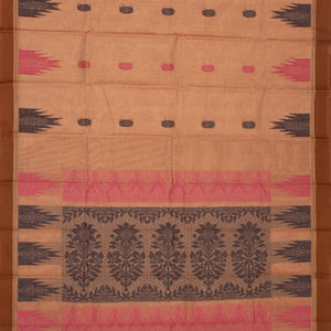 Peach Handloom Rasipuram Cotton Saree With Floral Buttas