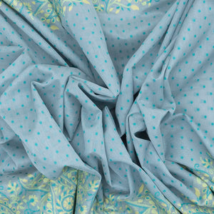 Light Blue Handwoven Banarasi Silk Cotton Saree With Floral Motifs