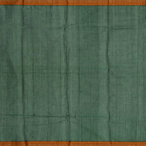 Dark Green Handloom Kanchi Cotton Saree With Checks & Square Motifs