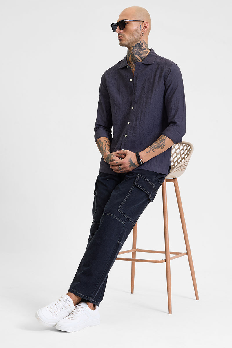 Charcoal Grey Crinkle Shirt