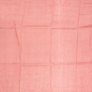 Peach Handwoven Linen Saree Printed With Geometric Motifs