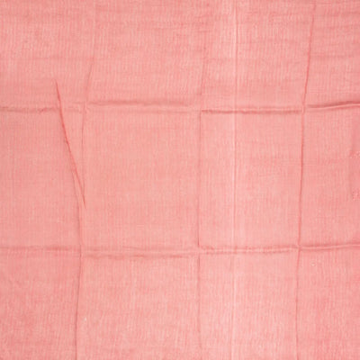 Peach Handwoven Linen Saree Printed With Geometric Motifs