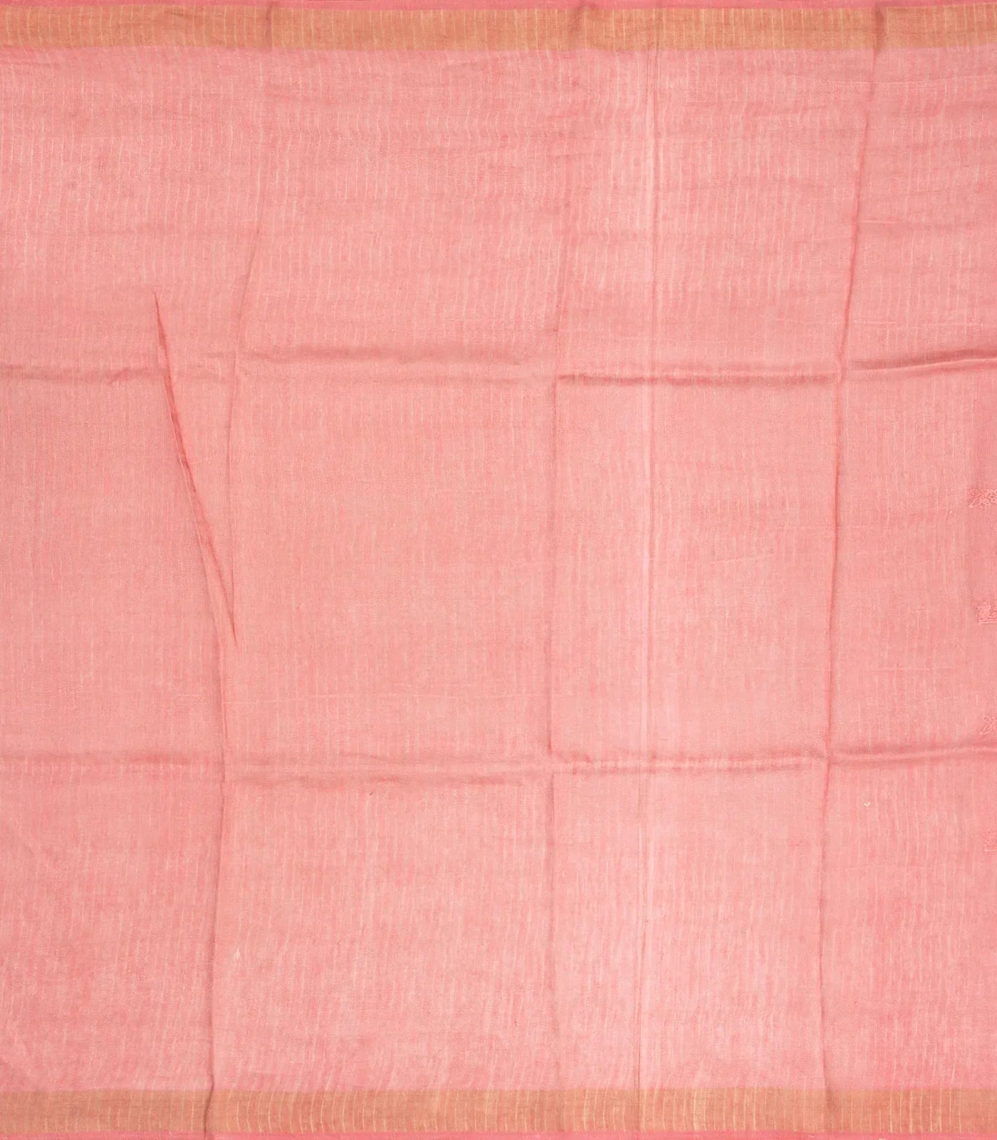 Peach Handwoven Linen Saree Printed With Geometric Motifs