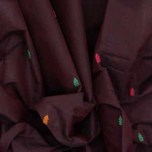 Maroon Handloom Kanchi Cotton Saree With Spearhead Buttas