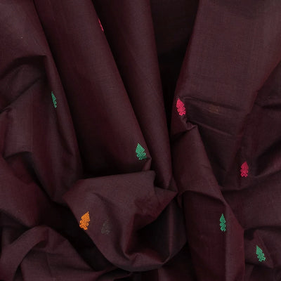 Maroon Handloom Kanchi Cotton Saree With Spearhead Buttas