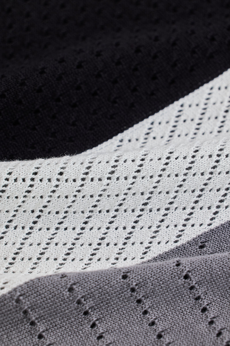 Black Colourblocked Zipper Polo T-Shirt