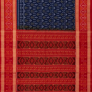 Purple Handwoven Orissa Cotton Saree With Tie & Dye Tribal Motifs