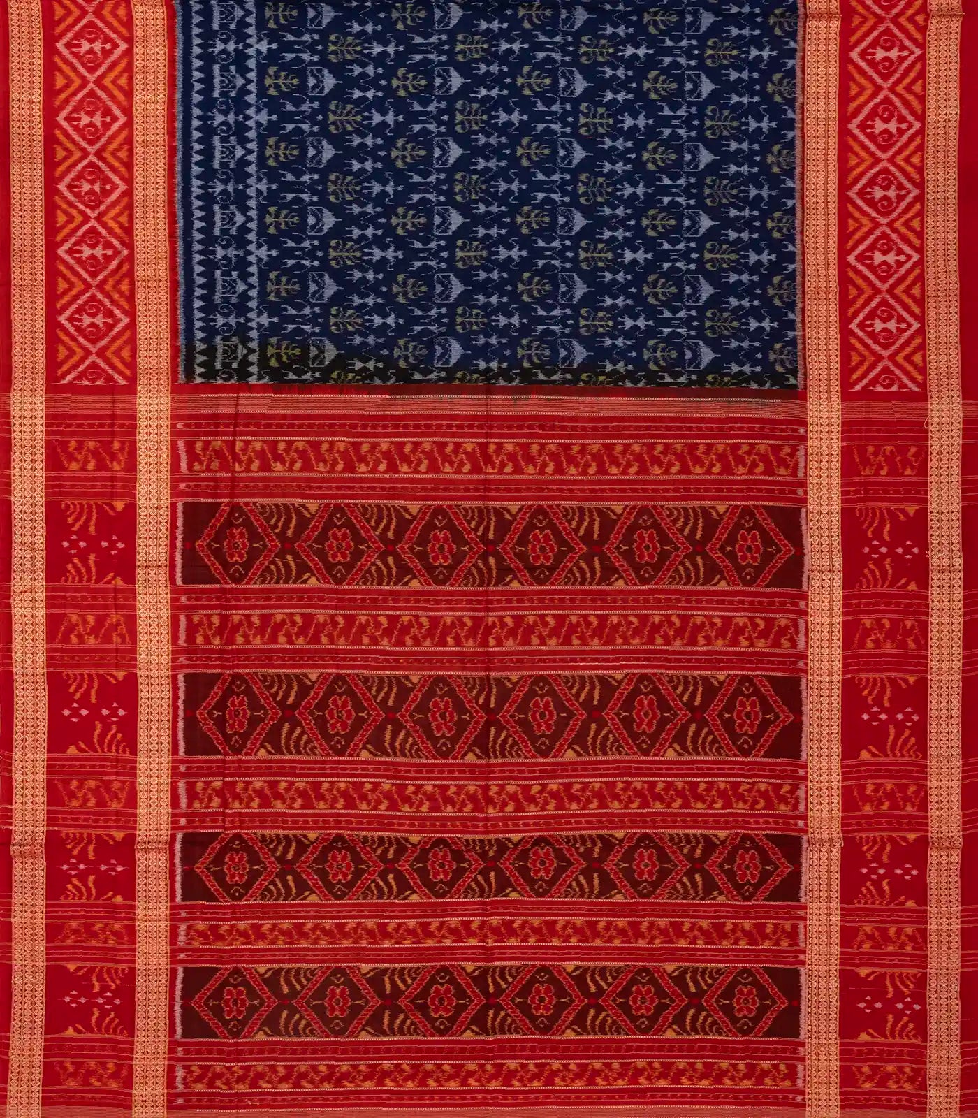 Purple Handwoven Orissa Cotton Saree With Tie & Dye Tribal Motifs