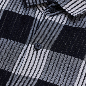Black Textured Checks Slim Fit Shirt
