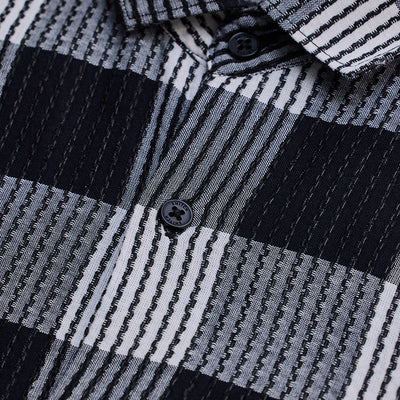 Black Textured Checks Slim Fit Shirt