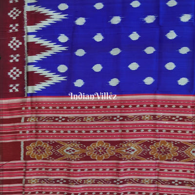 Contemporary Blue Pasapali Border Odisha Ikat Silk Saree