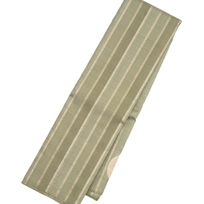 Grey Handloom Kanchipuram Silk Saree With Zari Stripes