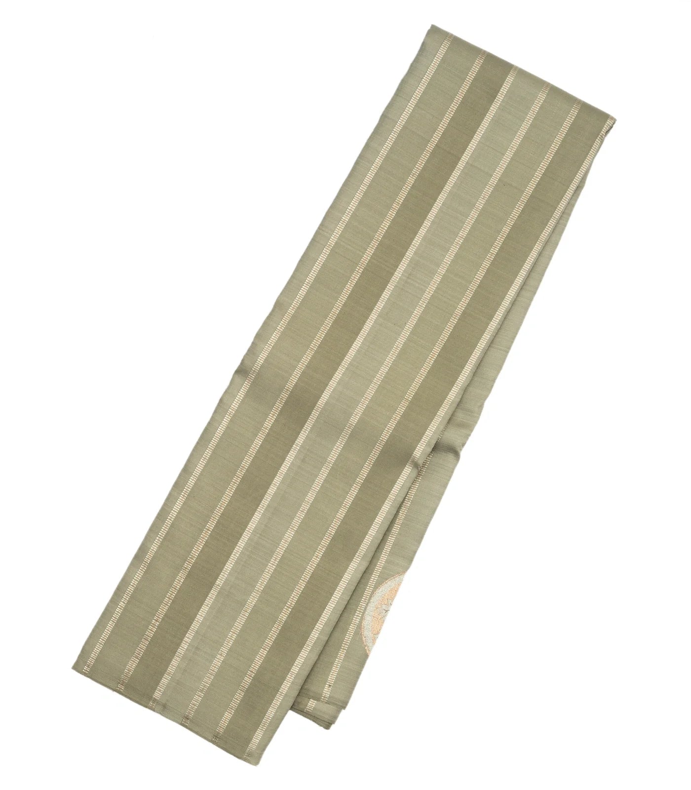 Grey Handloom Kanchipuram Silk Saree With Zari Stripes