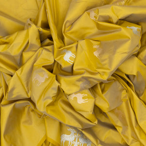 Gold Handloom Banarasi Silk Saree With Deer Buttas