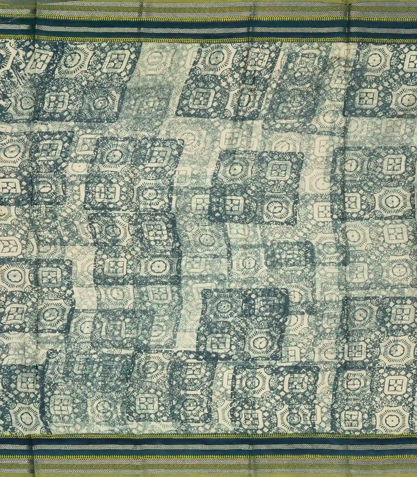 Shadow Green Handloom Chanderi Cotton Saree With Printed Floral Motif