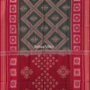 Basil Green Red Tarabali Sambalpuri Cotton Saree