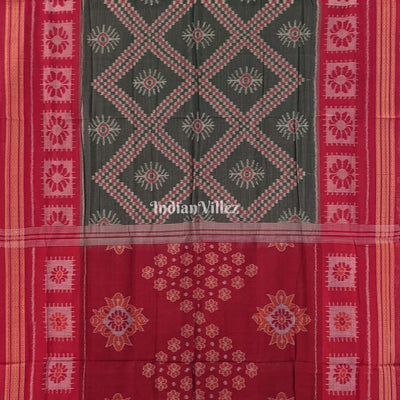Basil Green Red Tarabali Sambalpuri Cotton Saree