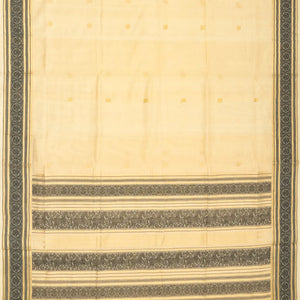 Cream Handloom Silk Cotton Saree With Elephant Buttas