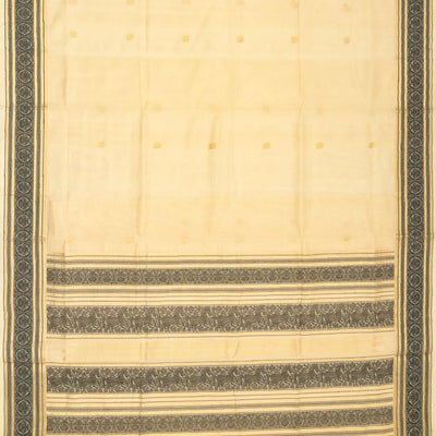 Cream Handloom Silk Cotton Saree With Elephant Buttas