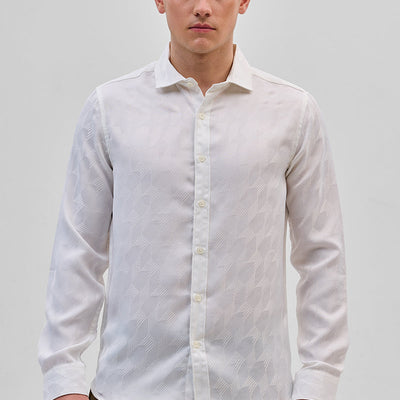 White Self-Design Shirt