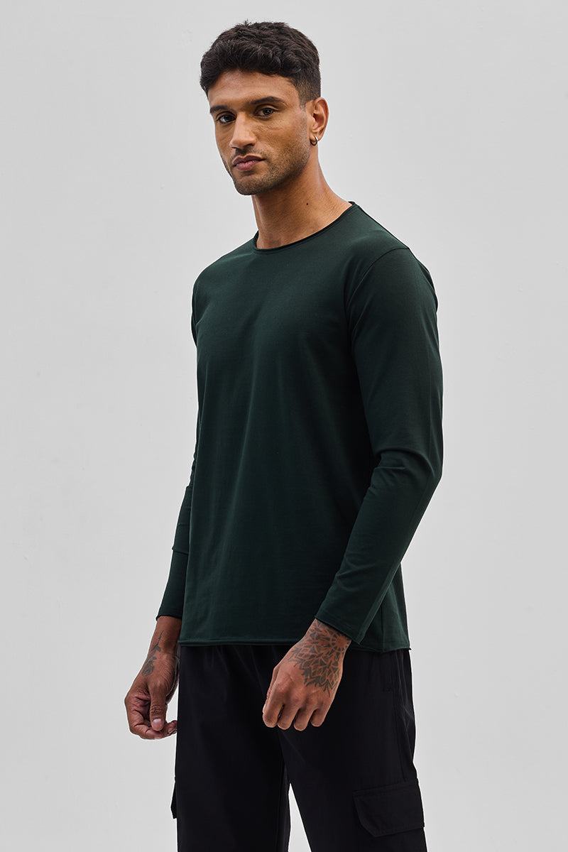 Dark Green Stretch Full Sleeve T-Shirt