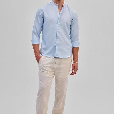 Light Blue Mandarin Slim Fit Shirt