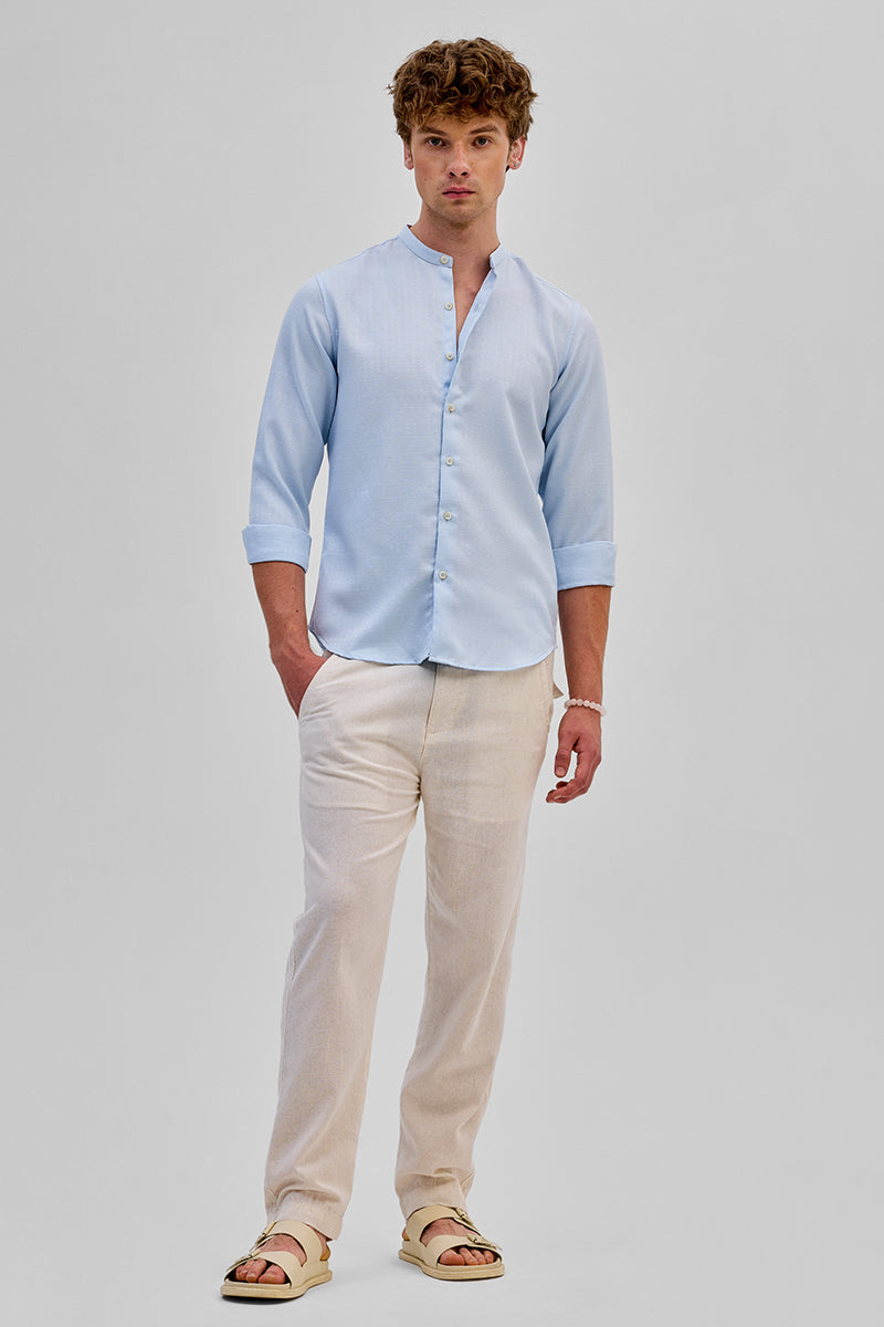 Light Blue Mandarin Slim Fit Shirt
