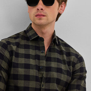 Olive Checks Slim Fit Shirt