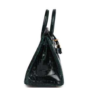 Hermès Birkin 25 Vert Cypress Shiny Niloticus Crocodile Gold Hardware