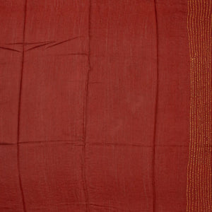 Maroon Handloom Tussar Silk Saree With Printed & Embroidered Motifs