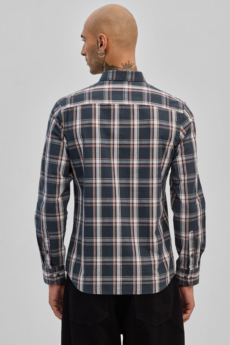Dark Green Checks Slim Fit Shirt