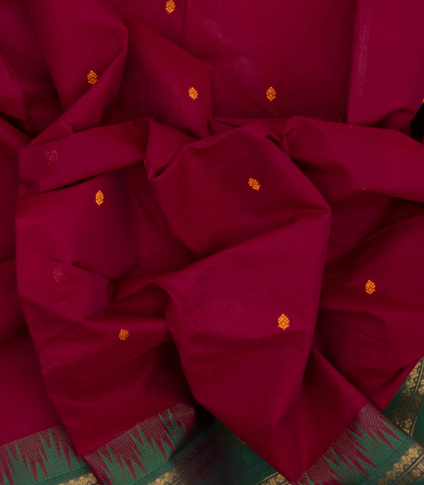 Pink Handloom Chettinad Cotton Saree With Floral Buttas