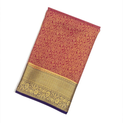 White & Pink Mysore Crepe Half & Half Silk Saree With Floral Motifs