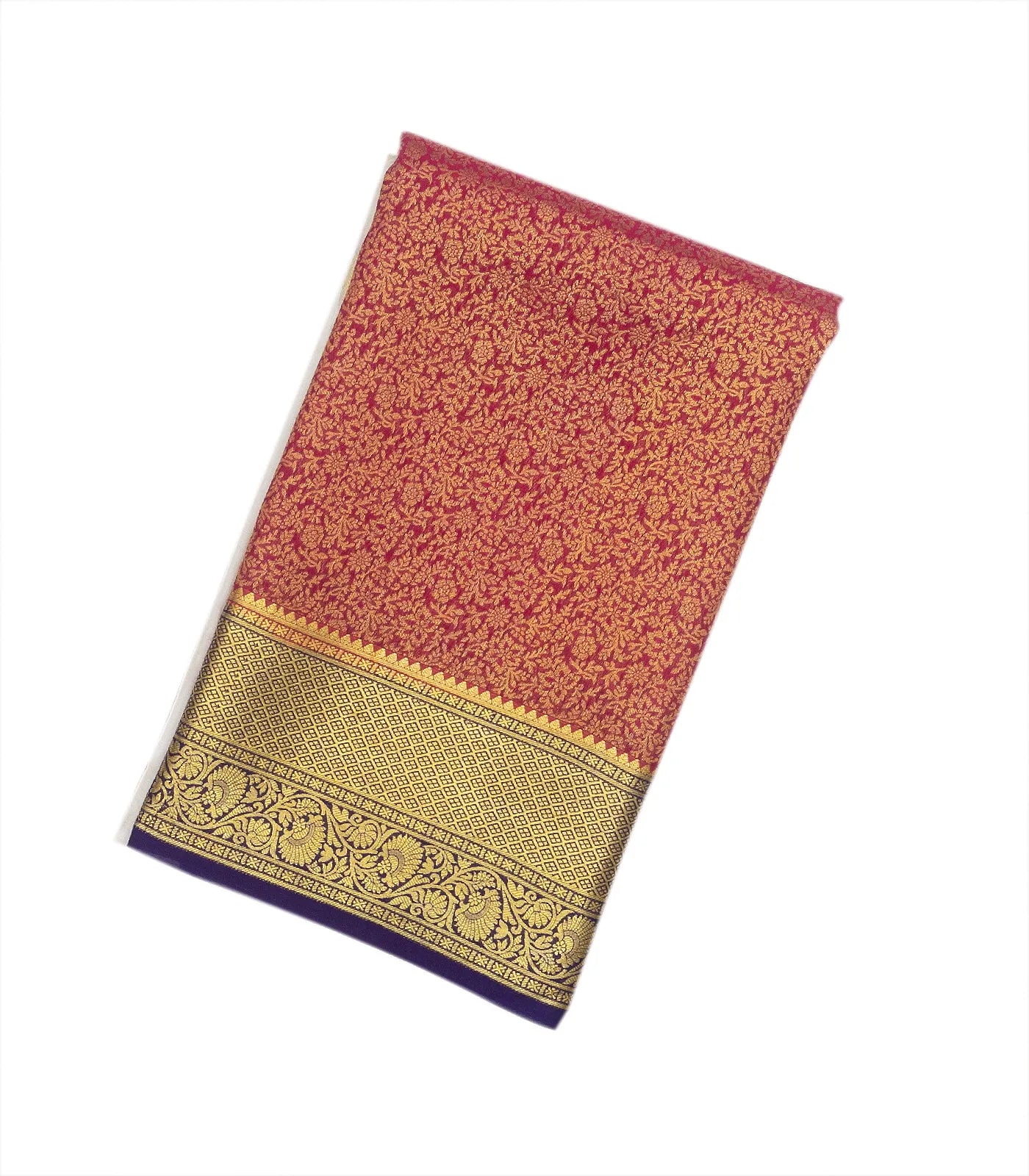 White & Pink Mysore Crepe Half & Half Silk Saree With Floral Motifs