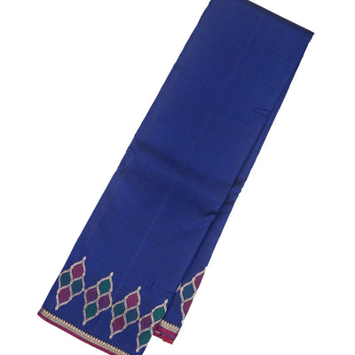 Blue Handloom Kanchipuram Silk Saree With Meena Buttas