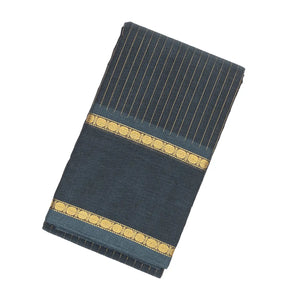 Dark Grey Handloom Kanchi Cotton Saree With Zari Stripes