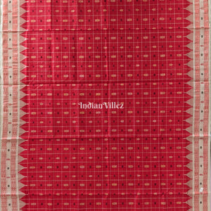 Red Hazar Buti Sambalpuri Bomkai Tussar Saree