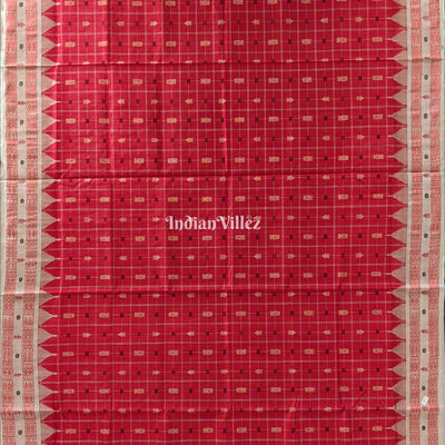 Red Hazar Buti Sambalpuri Bomkai Tussar Saree