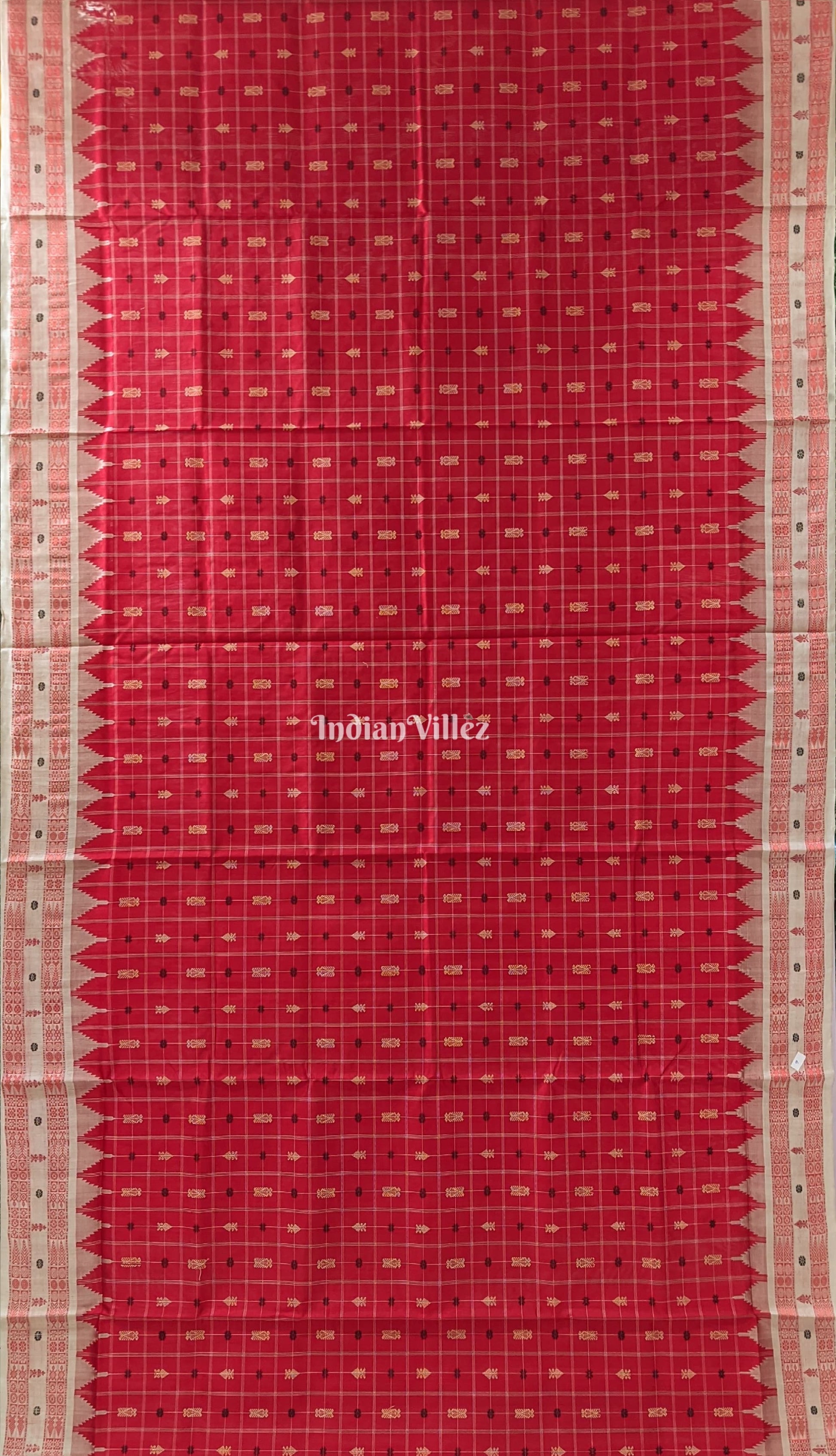 Red Hazar Buti Sambalpuri Bomkai Tussar Saree