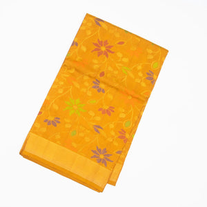 Mustard Handloom Uppada Silk Saree With Meena Floral Motifs