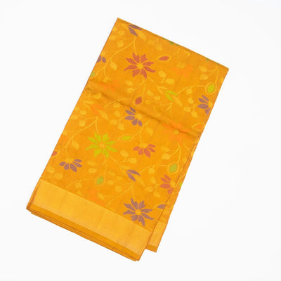Mustard Handloom Uppada Silk Saree With Meena Floral Motifs