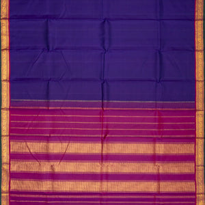 Purple Handloom Kanchipuram Silk Saree With Contrast Border