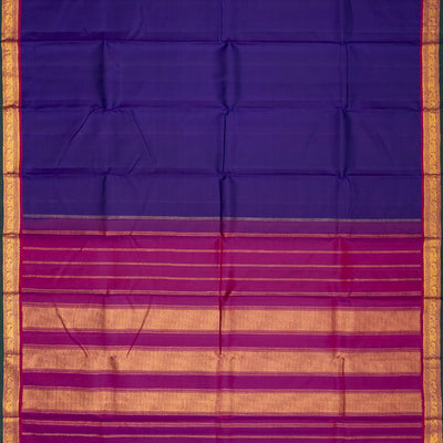 Purple Handloom Kanchipuram Silk Saree With Contrast Border